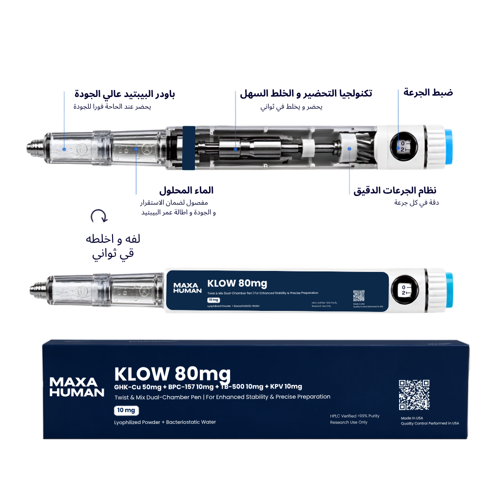 KLOW 80mg NEW Dual-Chamber Pen  —  GHK-Cu 50mg + BPC-157 10mg + TB-500 10mg + KPV 10mgTotal Repair + Skin & Recovery Support